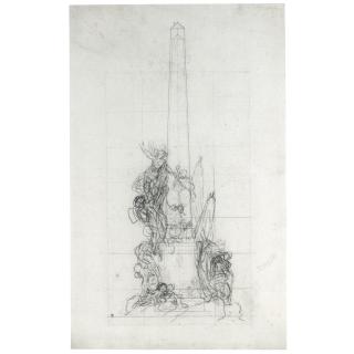 Charles-Nicolas Cochin The Younger - A Group Of Seven Drawings: A, B, C: Designs For A Monumental Obelisk And D, E, F, G: Four Studies For Book Illustrations