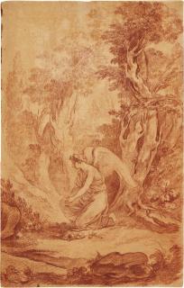 Charles-Nicolas Cochin - An Angel Kneeling In A Landscape
