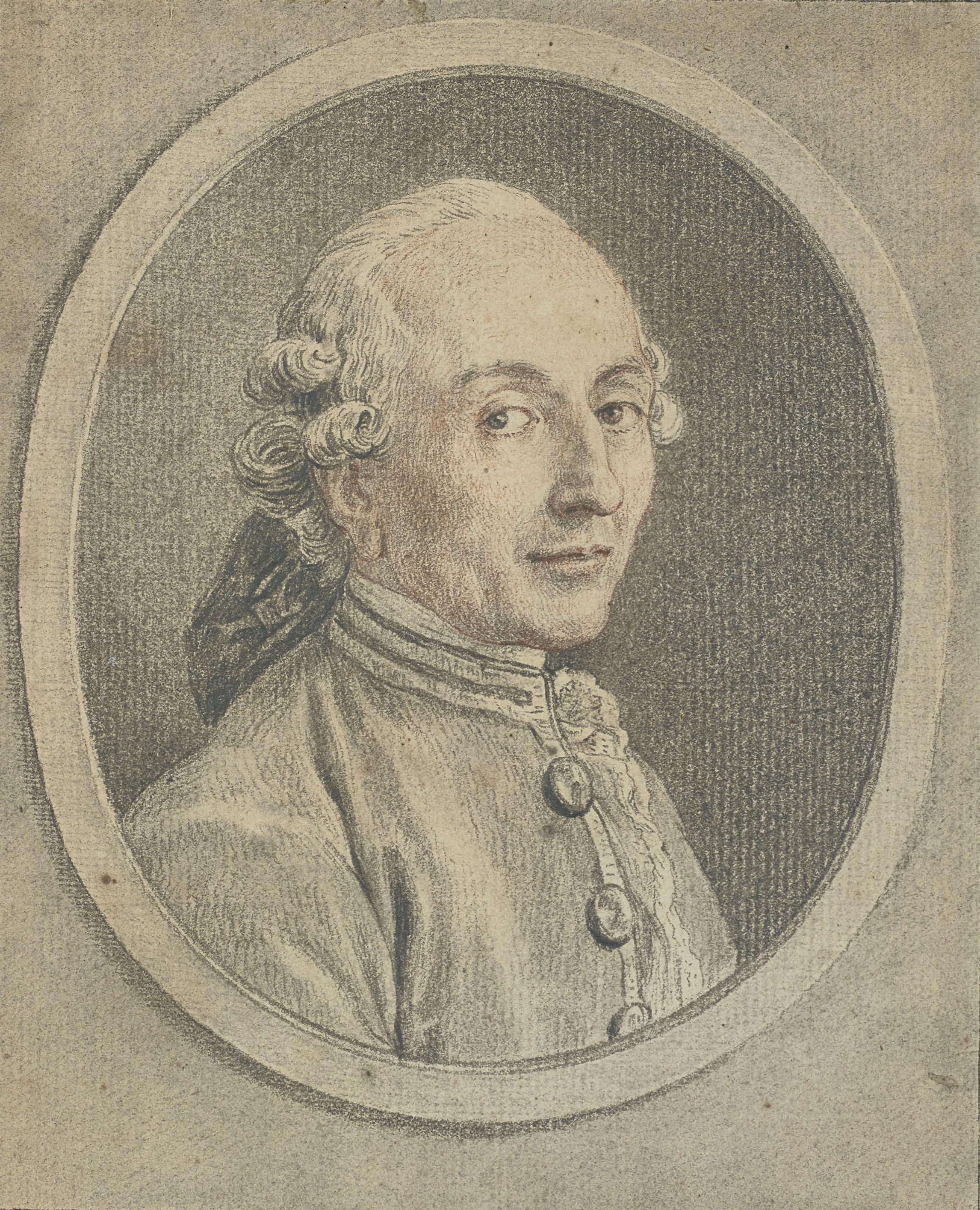Charles-Nicolas Cochin - Homme en buste tourné de trois-quart vers la droite: portrait présumé de Monsieur Sedaine