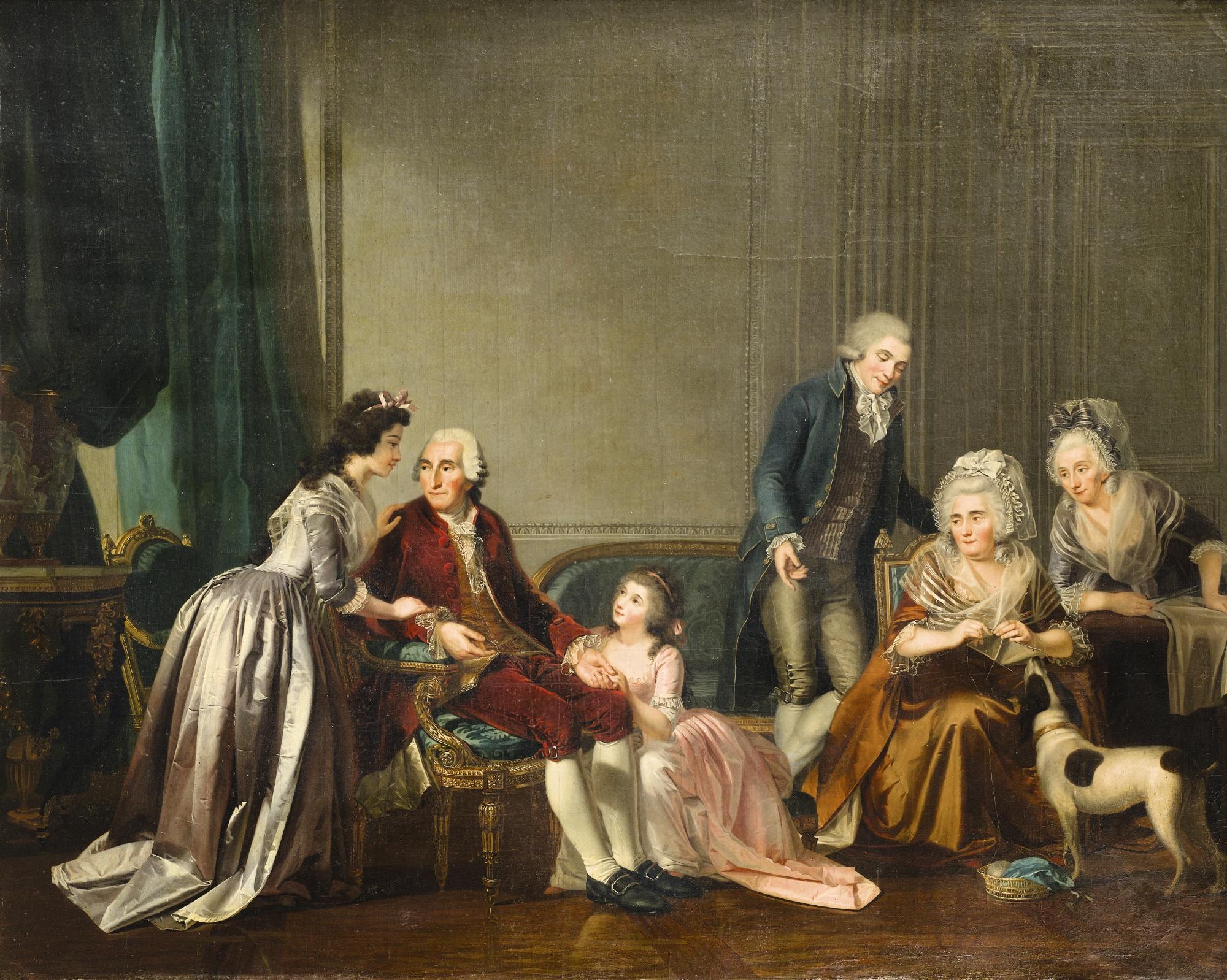 Charles-Nicolas Guillon - Group Portrait Of A Family In An Interior