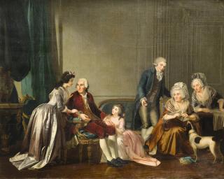 Charles-Nicolas Guillon - Group Portrait Of A Family In An Interior