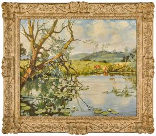 Charles Oppenheimer R.S.A., R.S.W. - Willows And Water Lilies (Grange Pool, Kirkcudbright)