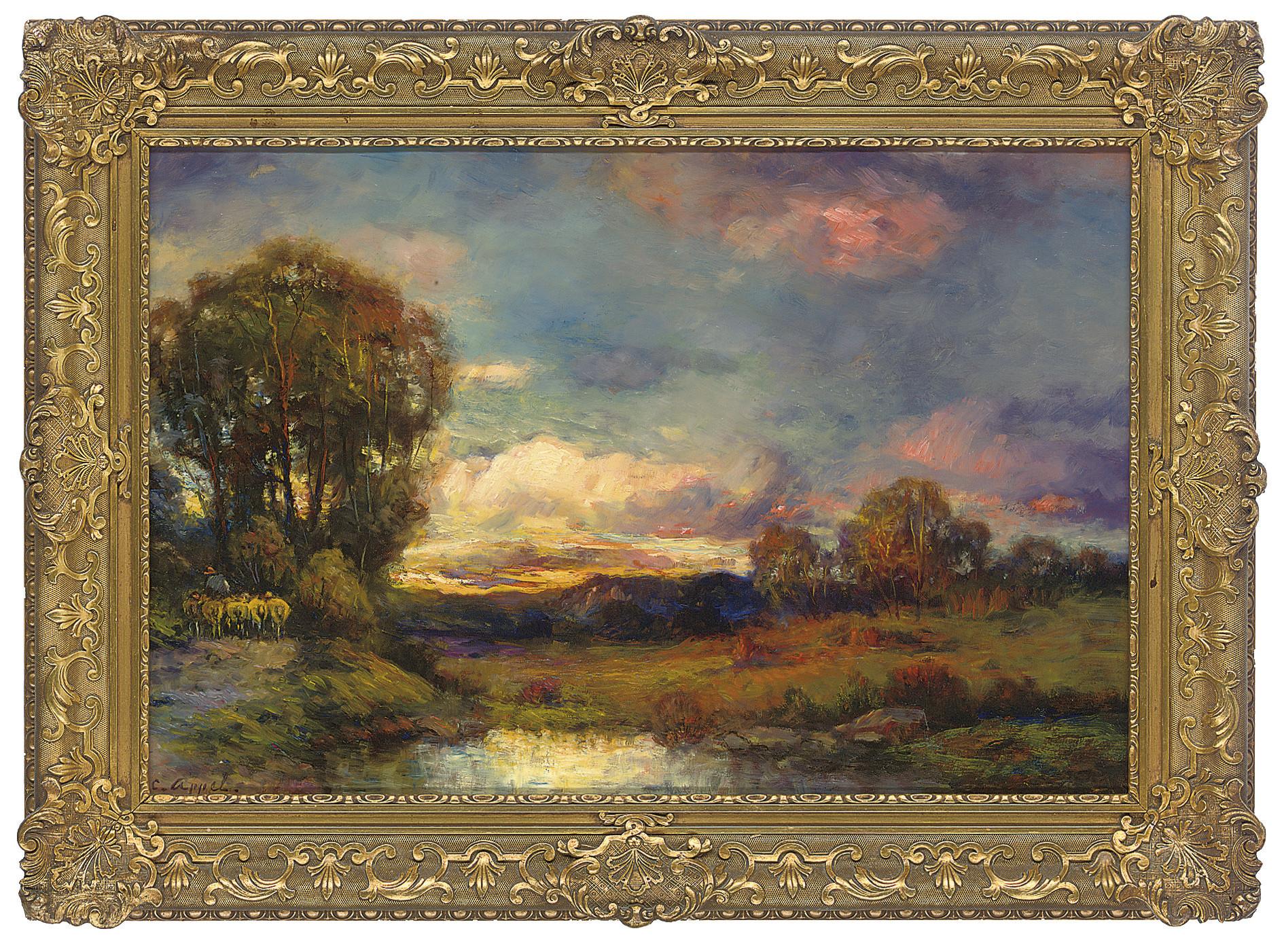 Charles P. Appel - Across the fields, sunset