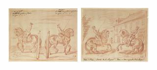 Charles Parrocel - La Croupe Au Pillier À Droite Et À Gauche Au Pas; And Terre À Terre À Droite Et À Gauche De La Longeur