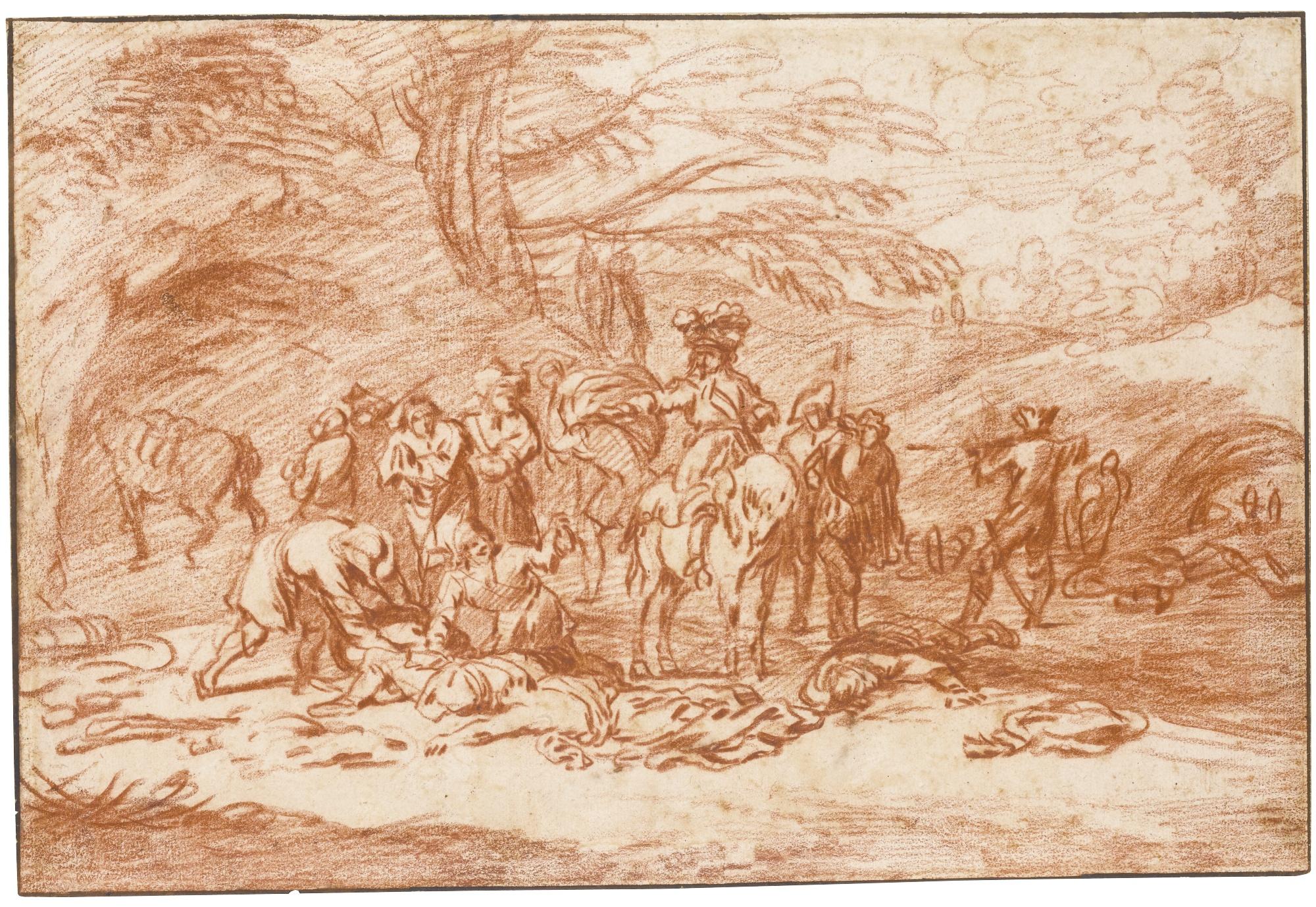 Charles Parrocel - Recto: The Aftermath Of A Battle Verso: Study Of A Wounded Man