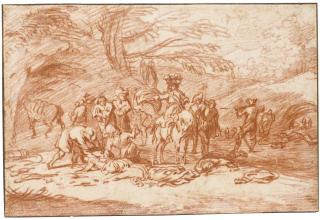 Charles Parrocel - Recto: The Aftermath Of A Battle Verso: Study Of A Wounded Man