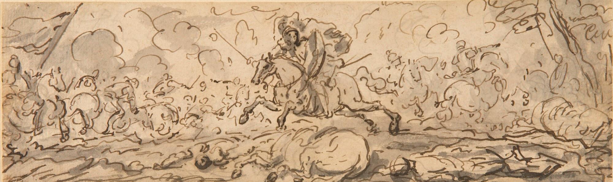 Charles Parrocel - Reitergefecht mit fliehendem Reiter.