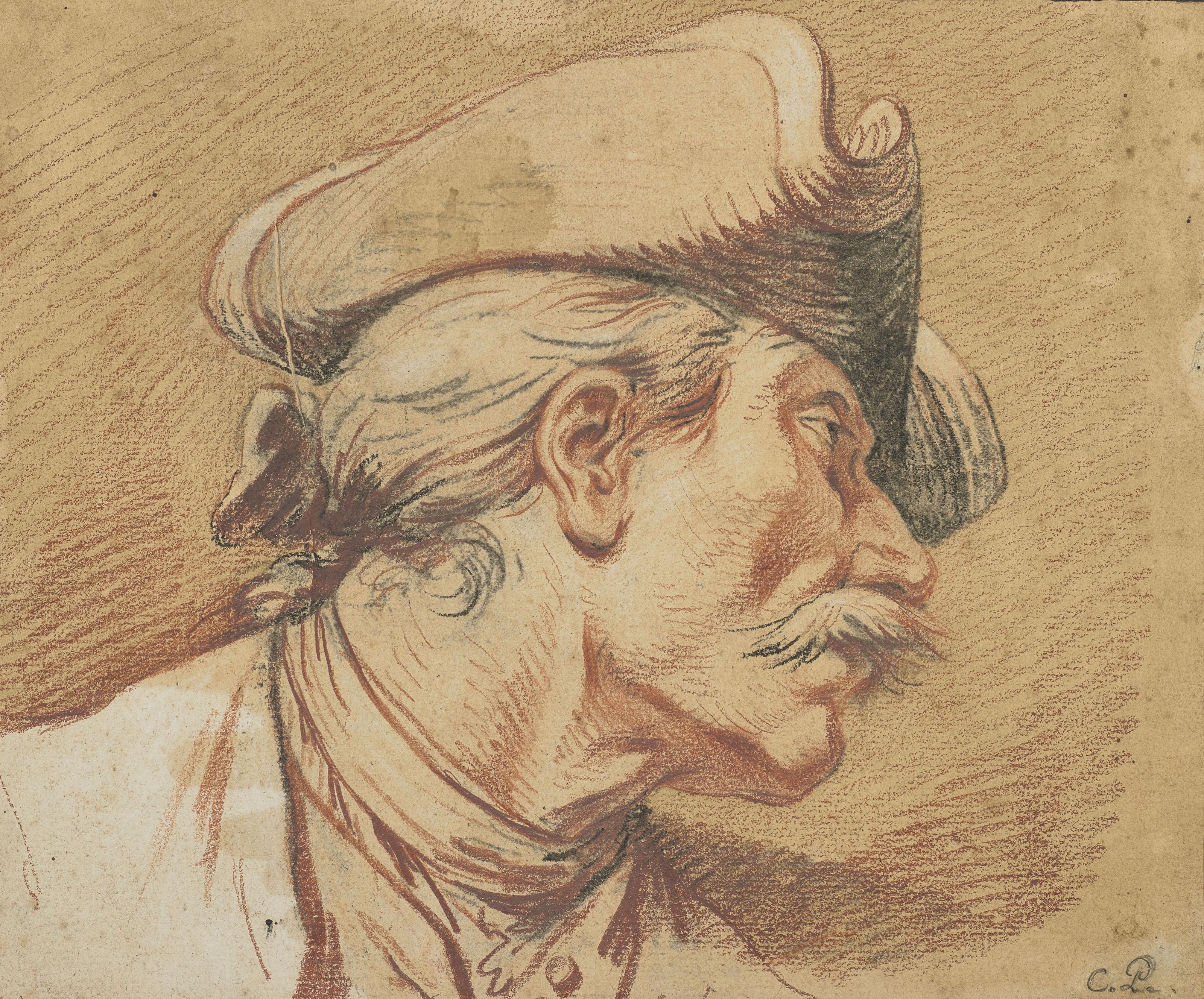 Charles Parrocel - Tête de soldat au tricorne