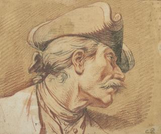 Charles Parrocel - Tête de soldat au tricorne