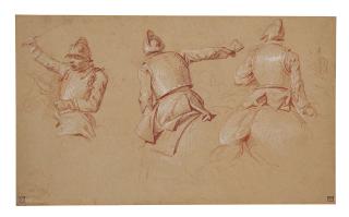 Charles Parrocel - Trois Soldats Casqués À Cheval