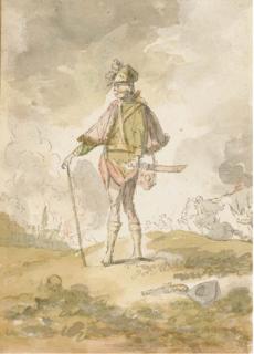 Charles Parrocel - Un soldat dans un paysage, une escarmouche au fond