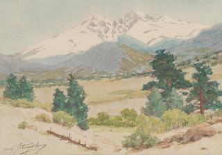 Charles Partridge Adams - Colorado Mountain Landscape 7 x 10 in. framed 16 x 19 1/2 in.