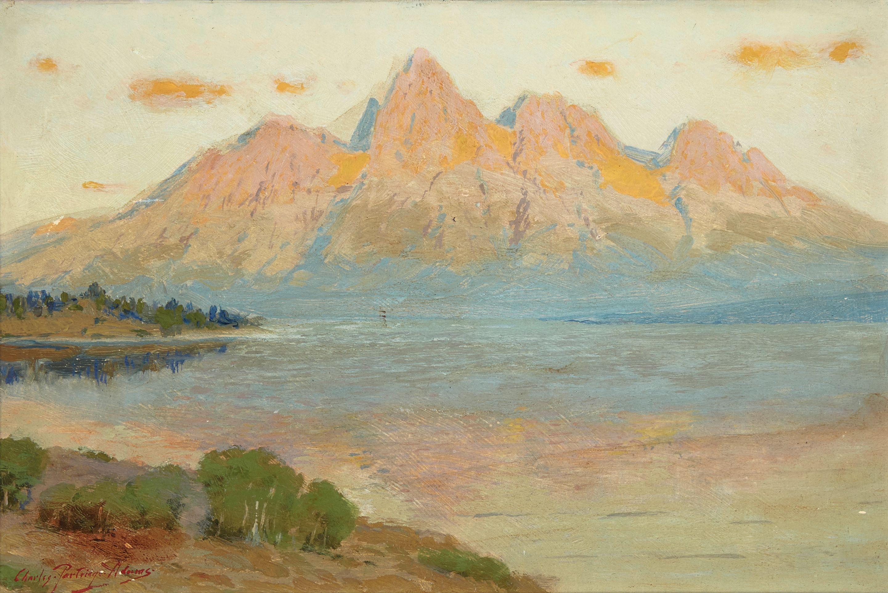 Charles Partridge Adams - The Grand Tetons, Evening. From Jackson\'s Lake
