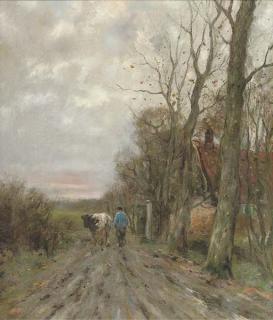 Charles Paul Gruppe - Along A Country Track At Sunset