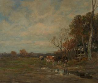 Charles Paul Gruppe - Cows in an Autumn Pasture