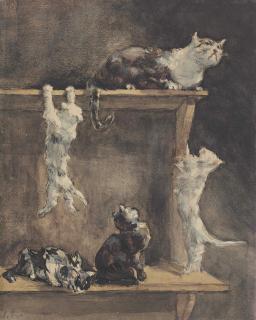 Charles-Paul Renouard - Cats and kittens on a dresser