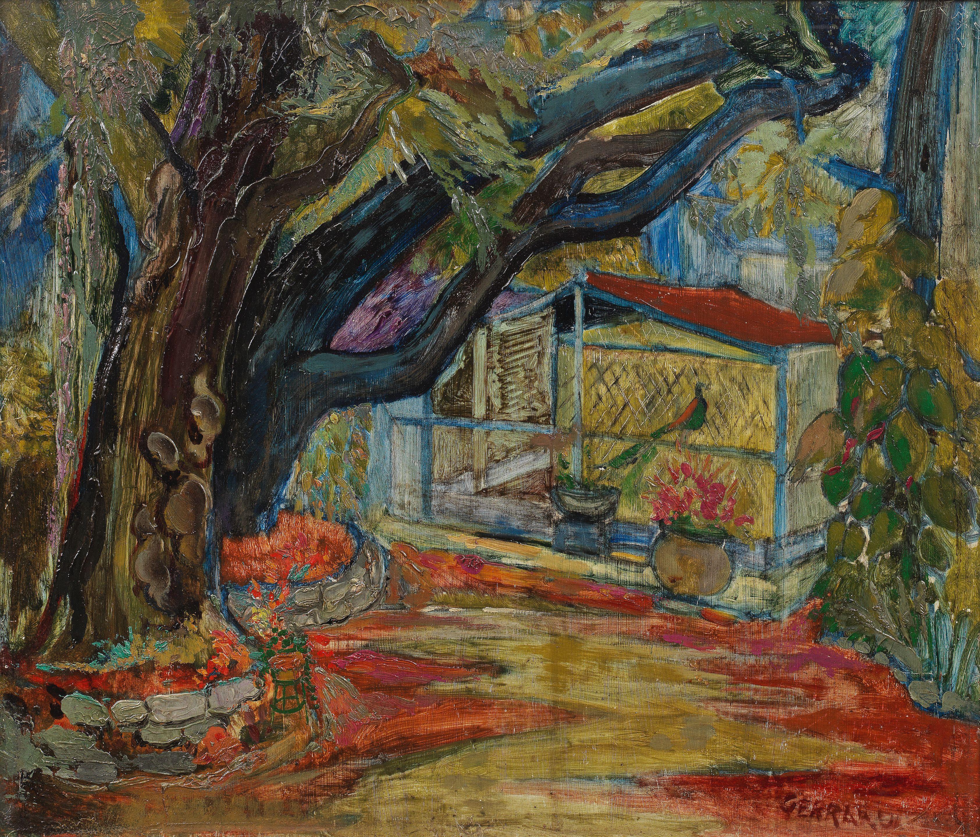 Charles R. Gerrard ARA - The Garden of the Director\'s Residence, the J. J. School of Art, Bombay