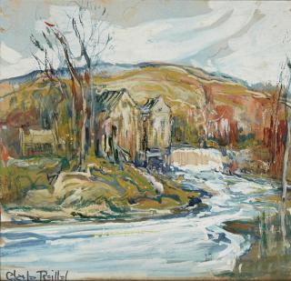 Charles Reiffel - Houses along the water 6 x 6 1/2in