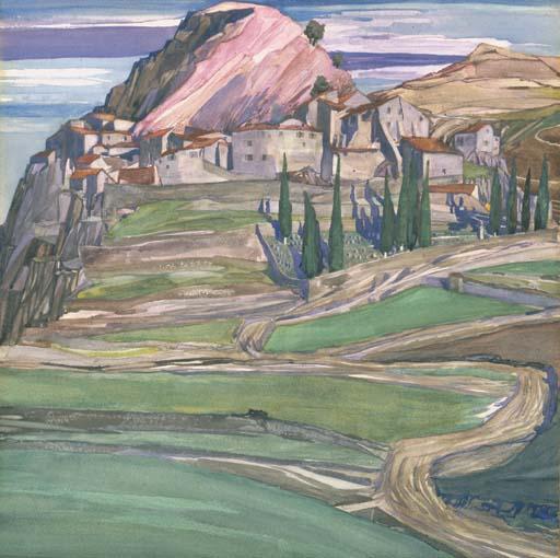 Charles Rennie Mackintosh, R.S.W. - A Hill Town in Southern France