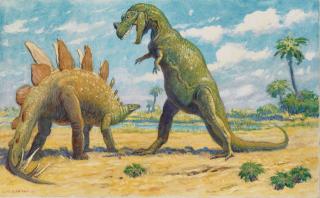 Charles Robert Knight - Stegasaurus and Ceratosaurus