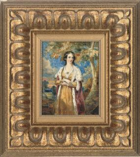 Charles Robert Leslie - Portrait of Queen Victoria (1819-1901), Three-Quarter-Length, In A Garden