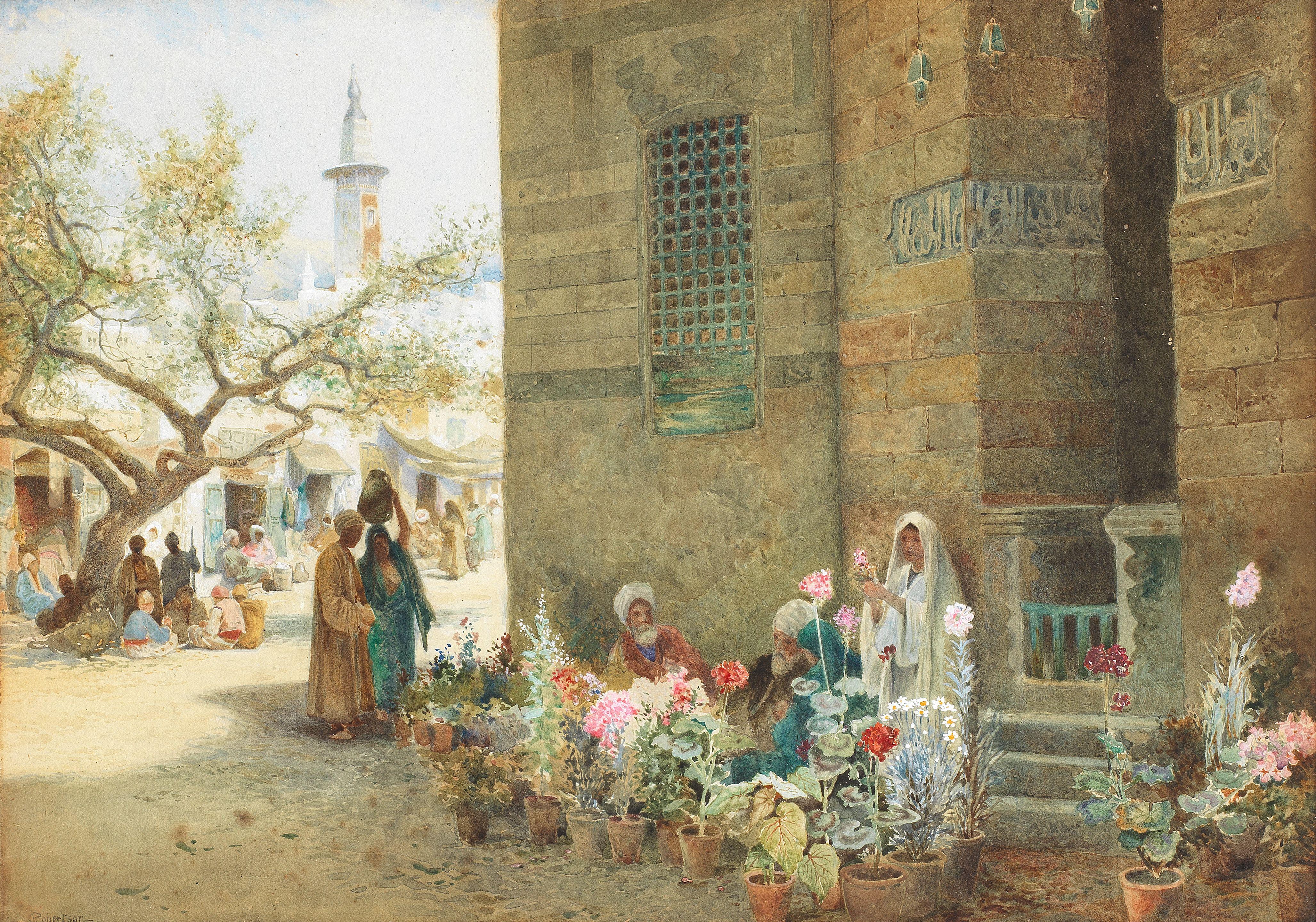 Charles Robertson, RWS - Market scene, Cairo
