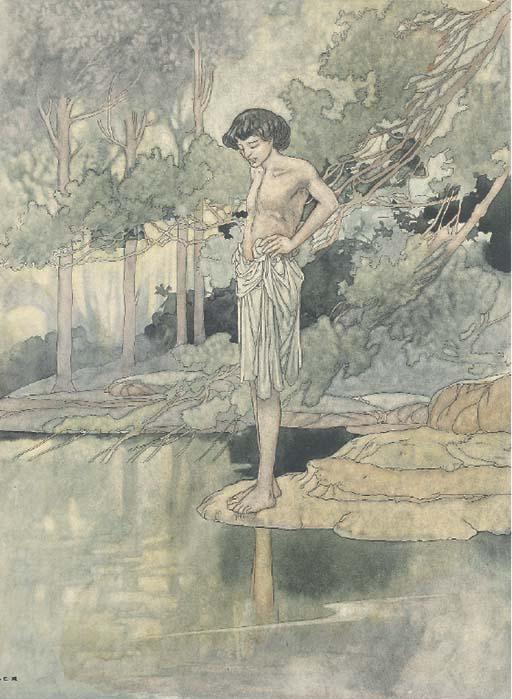 Charles Robinson, R.I. - Narcissus (illustrated); and Contemplation