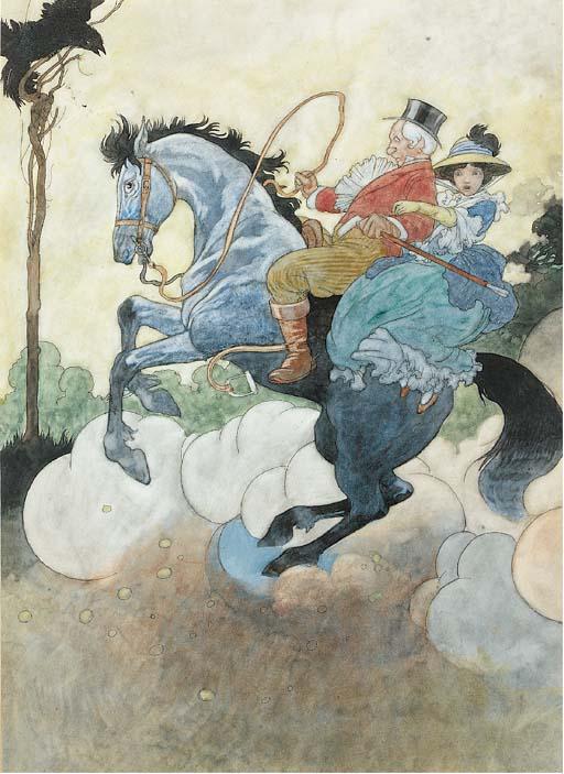 Charles Robinson - A gentleman and a lady on a rearing horse