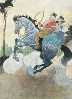 Charles Robinson - A gentleman and a lady on a rearing horse