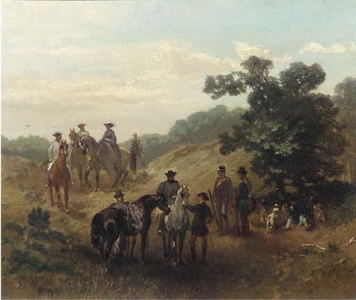 Charles Rochussen - A hunting party at rest