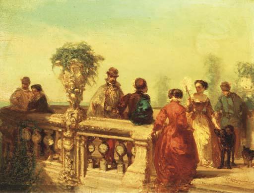 Charles Rochussen - La Terasse: elegant company on a terrace