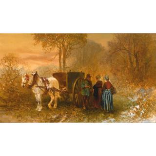 Charles Rochussen - Travellers By A Horse And Cart In A Wooded Landscape