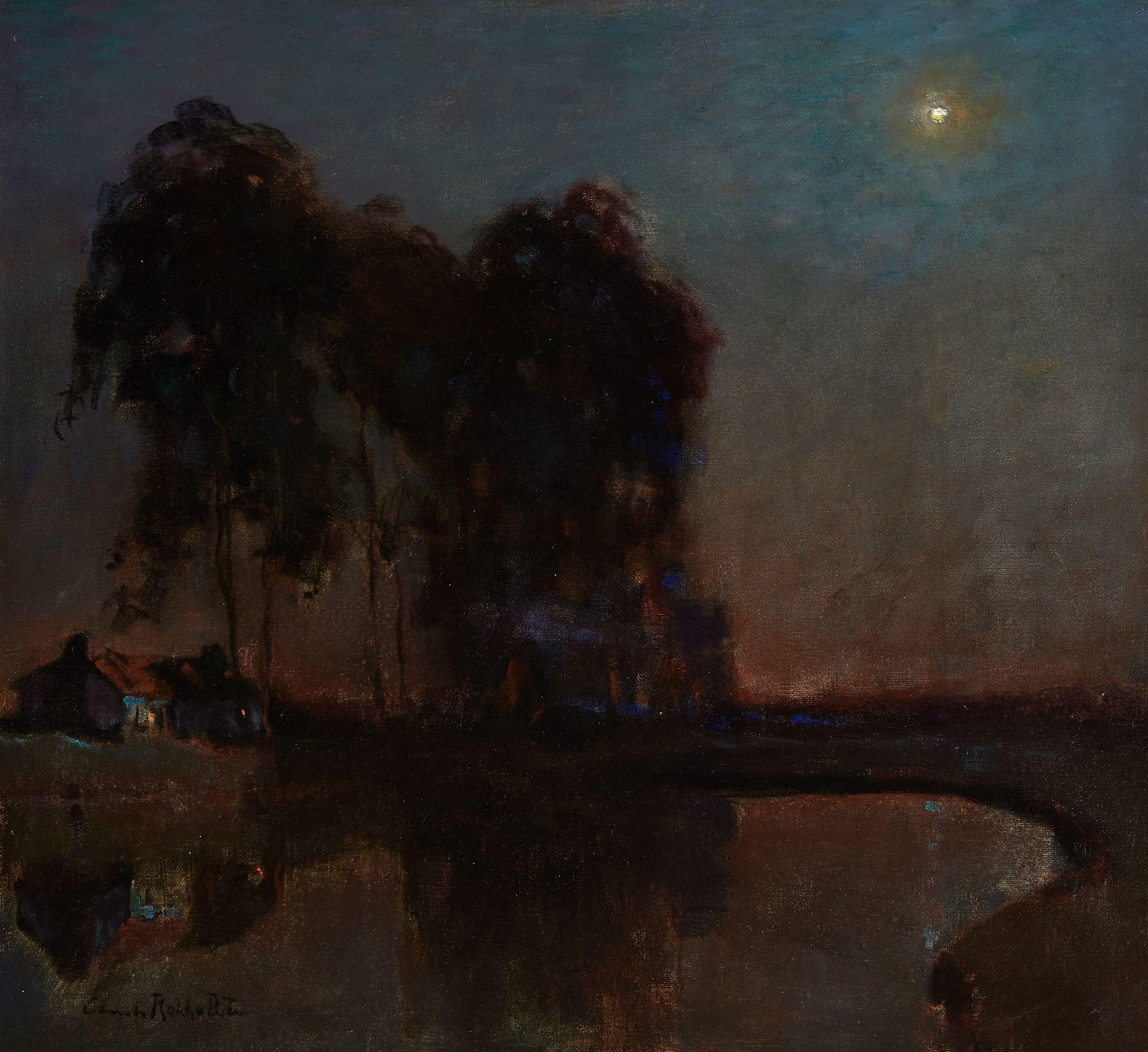 Charles Rollo Peters - House under Moonlight 33 x 36in