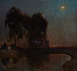 Charles Rollo Peters - House under Moonlight 33 x 36in