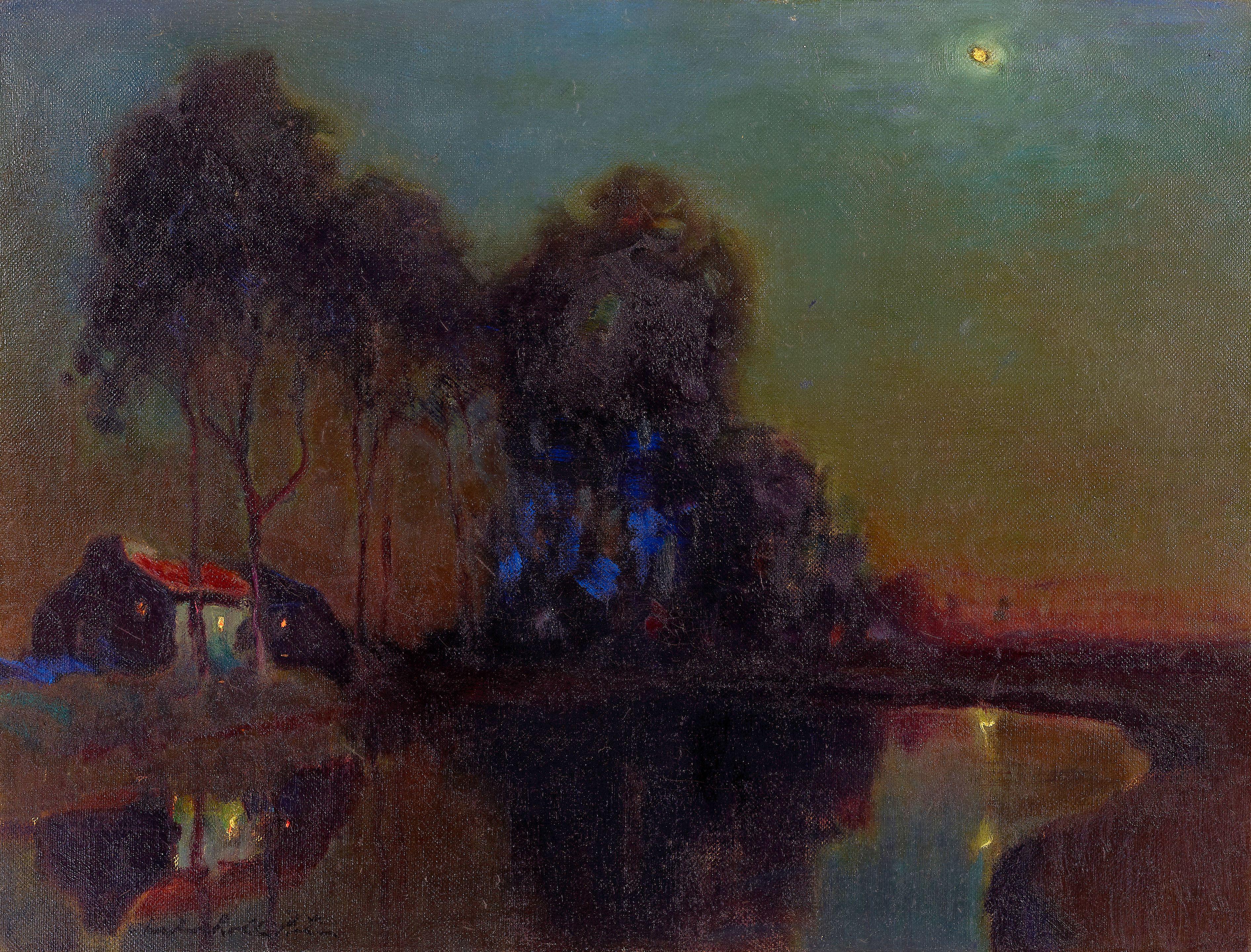 Charles Rollo Peters - Moon over a pool