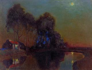 Charles Rollo Peters - Moon over a pool