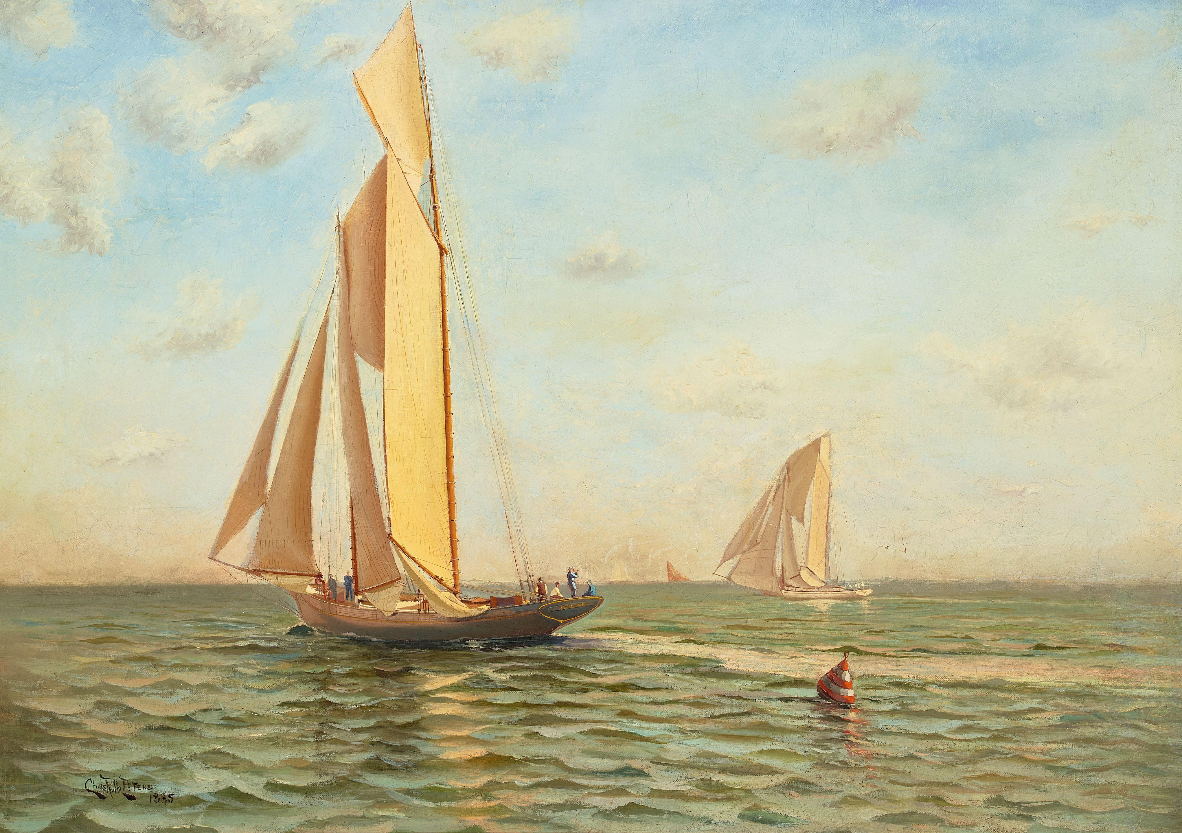 Charles Rollo Peters - Sailing Yacht Lurline 26 x 36 in. framed 31 1/2 x 42 1/4 in.