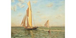 Charles Rollo Peters - Sailing Yacht Lurline 26 x 36 in. framed 31 1/2 x 42 1/4 in.