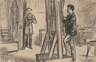 Charles Samuel Keene - An artist at work in his studio