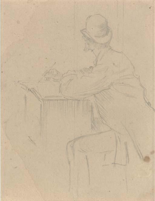 Charles Samuel Keene - Gentleman Seated At A Desk, View From Behind