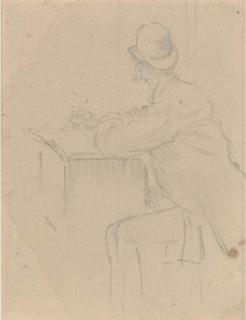 Charles Samuel Keene - Gentleman Seated At A Desk, View From Behind