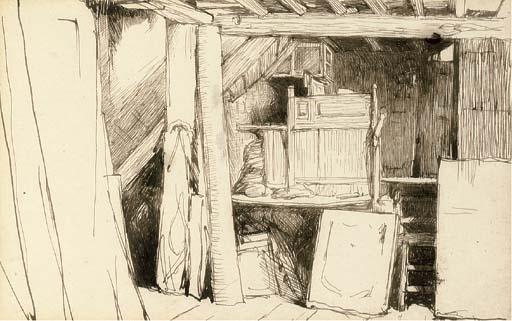 Charles Samuel Keene - Interior of The Artist\'S Studio, Circa 1857