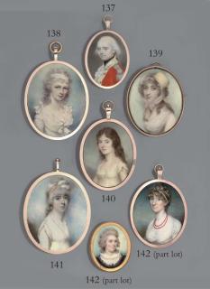 Charles Shirreff - A Young Lady, In Short-Sleeved Lace-Bordered White Dress, Jewelled And Drop-Pearl Pendant Fastened To Her Left Sleeve, Long Curling Brown Hair