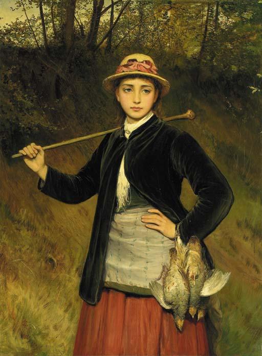 Charles Sillem Lidderdale, R.B.A. - A young girl carrying partridges