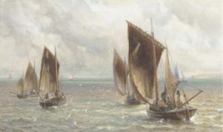 Charles Sim Mottram - The fishing fleet heading out to sea