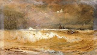 Charles Sims Mottram - A Stormy Sea