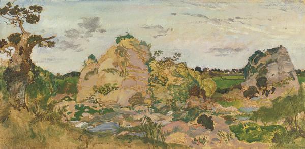 Charles Sims, R.A. - Landscape near Roquebrune, Provence