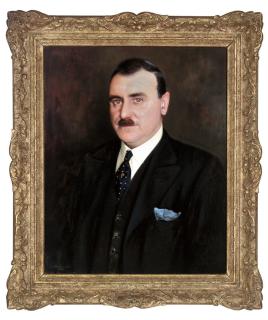 Charles Spencelayh, R.M.S., R.B.S.A. - Portrait of Mr L. G. Creed, bust-length, in a dark suit