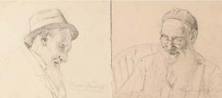 Charles Spencelayh - Portrait of an elderly gentleman, in profile; and Portrait of a gentleman, seated
