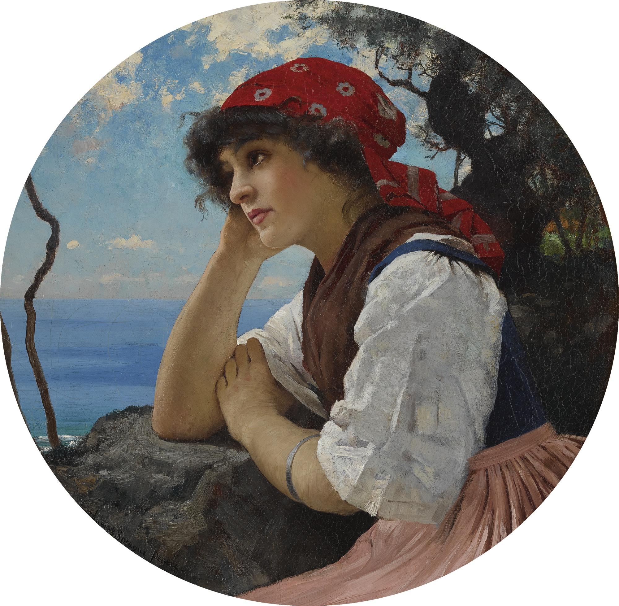 Charles Sprague Pearce - American The Red Kerchief 